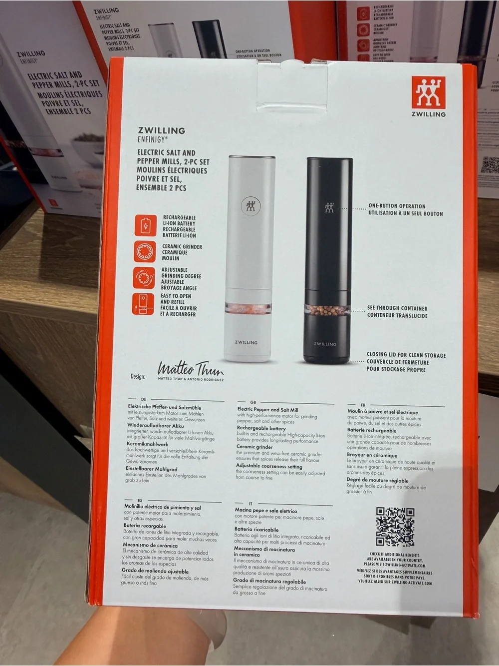 NWT! NEW! ZWILLING Enfinigy Electric Pepper and Salt Grinder Mill 2 Pc Set